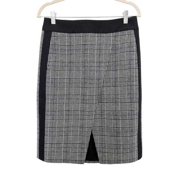 J. Crew Skirt Womens Sz 6 Black Houndstooth Wool Blend A-line Academia‎ Preppy - Picture 1 of 5